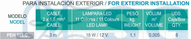 proyector extra plano led 11 colores PEH 115.C